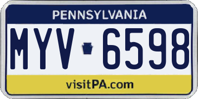 PA license plate MYV6598