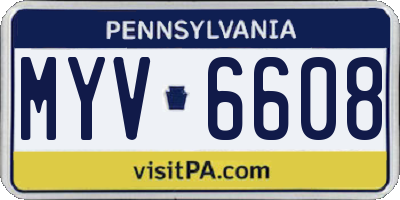 PA license plate MYV6608