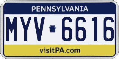 PA license plate MYV6616