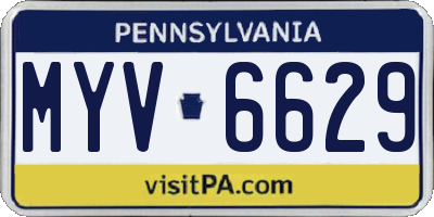 PA license plate MYV6629