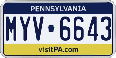 PA license plate MYV6643