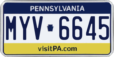 PA license plate MYV6645