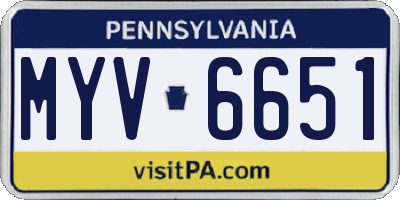 PA license plate MYV6651
