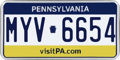 PA license plate MYV6654