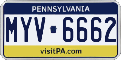 PA license plate MYV6662