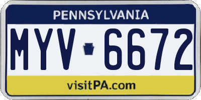 PA license plate MYV6672