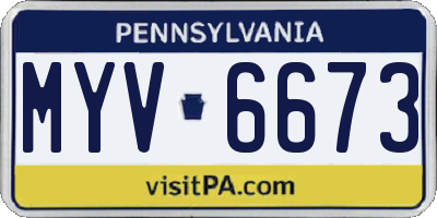 PA license plate MYV6673