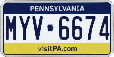 PA license plate MYV6674