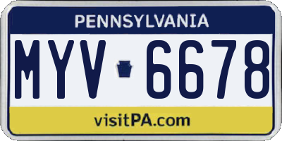 PA license plate MYV6678