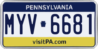 PA license plate MYV6681