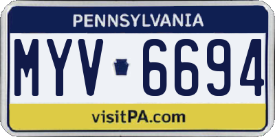 PA license plate MYV6694