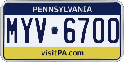 PA license plate MYV6700