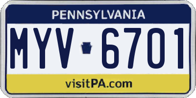 PA license plate MYV6701