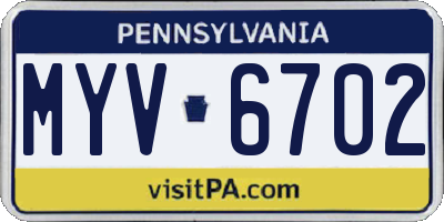 PA license plate MYV6702