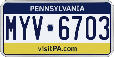 PA license plate MYV6703