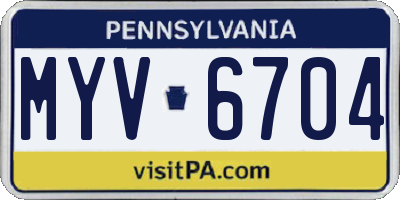 PA license plate MYV6704