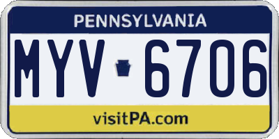 PA license plate MYV6706