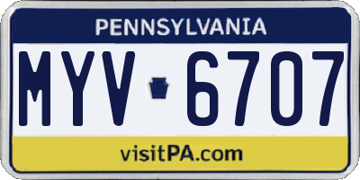 PA license plate MYV6707