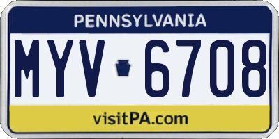PA license plate MYV6708