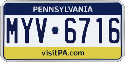 PA license plate MYV6716