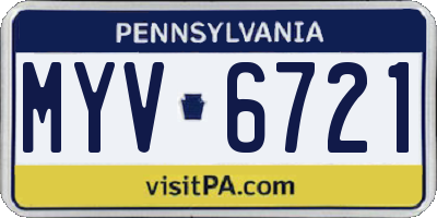 PA license plate MYV6721