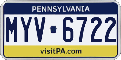PA license plate MYV6722