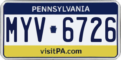 PA license plate MYV6726