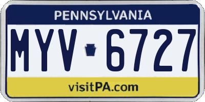 PA license plate MYV6727