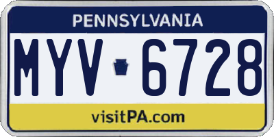 PA license plate MYV6728