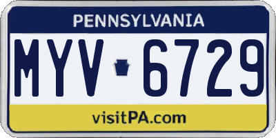 PA license plate MYV6729