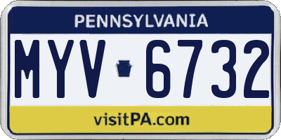 PA license plate MYV6732
