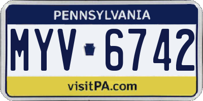 PA license plate MYV6742