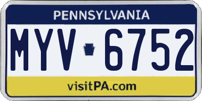 PA license plate MYV6752