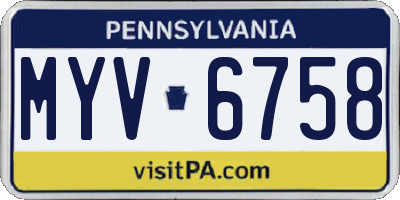PA license plate MYV6758