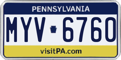 PA license plate MYV6760