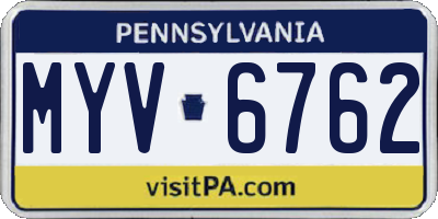 PA license plate MYV6762