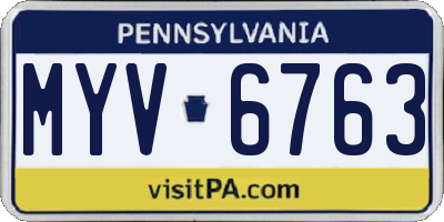PA license plate MYV6763