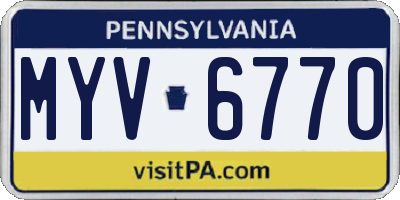 PA license plate MYV6770