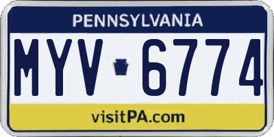 PA license plate MYV6774