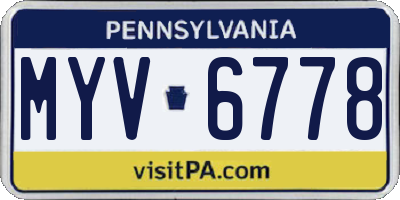 PA license plate MYV6778