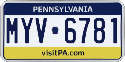 PA license plate MYV6781