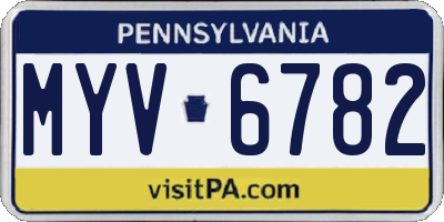 PA license plate MYV6782