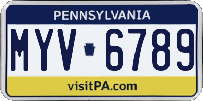 PA license plate MYV6789