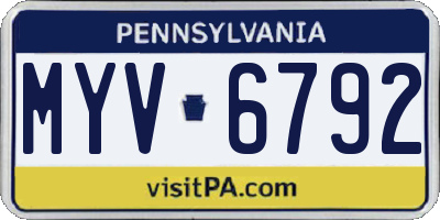 PA license plate MYV6792