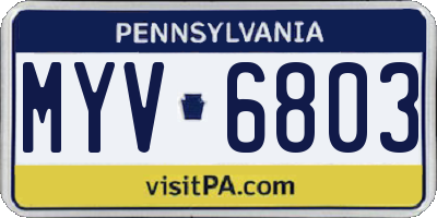 PA license plate MYV6803