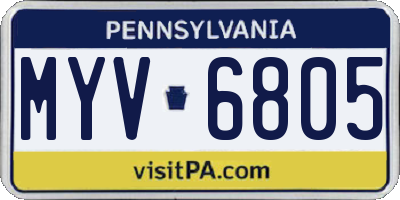 PA license plate MYV6805