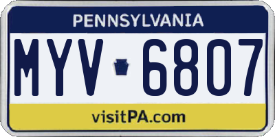 PA license plate MYV6807