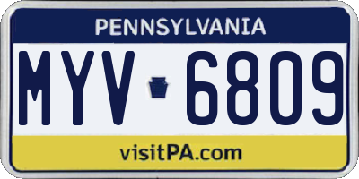 PA license plate MYV6809