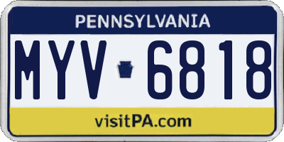 PA license plate MYV6818