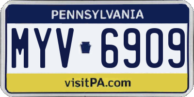 PA license plate MYV6909